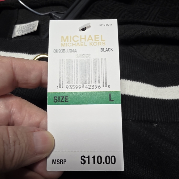 MICHAEL Michael Kors Black Joggers with White Stripes Size Large NWT - Picture 7 of 7